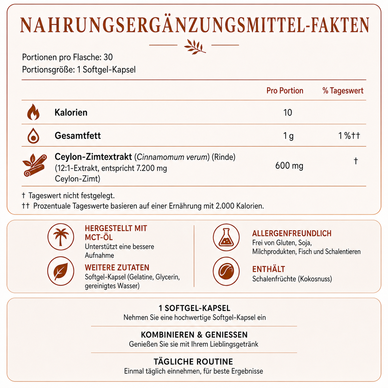 PRACTS Ceylon-Zimt, entsprechend 7.200 mg, mit MCT-Öl